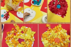 Materna: Coloriamo le foglie con le palline di carta crespa
